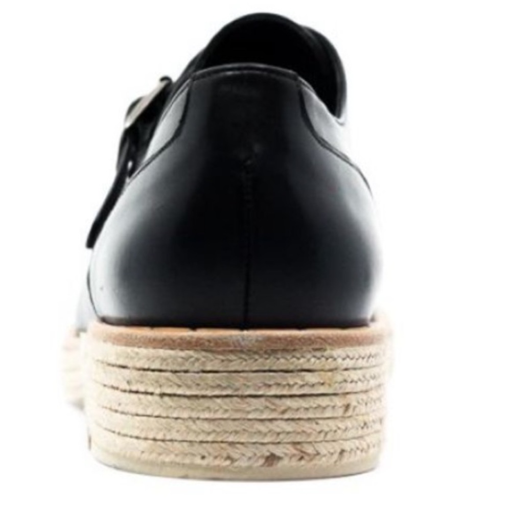 Freda Salvador Black Leather Monk Strap Espadrille Loafers - Picture 4 of 11